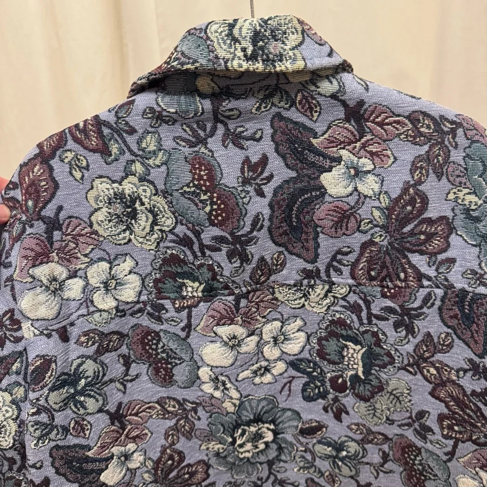 Zara Men's Floral Jacket - Blue and Cream - Picture 9 of 13
